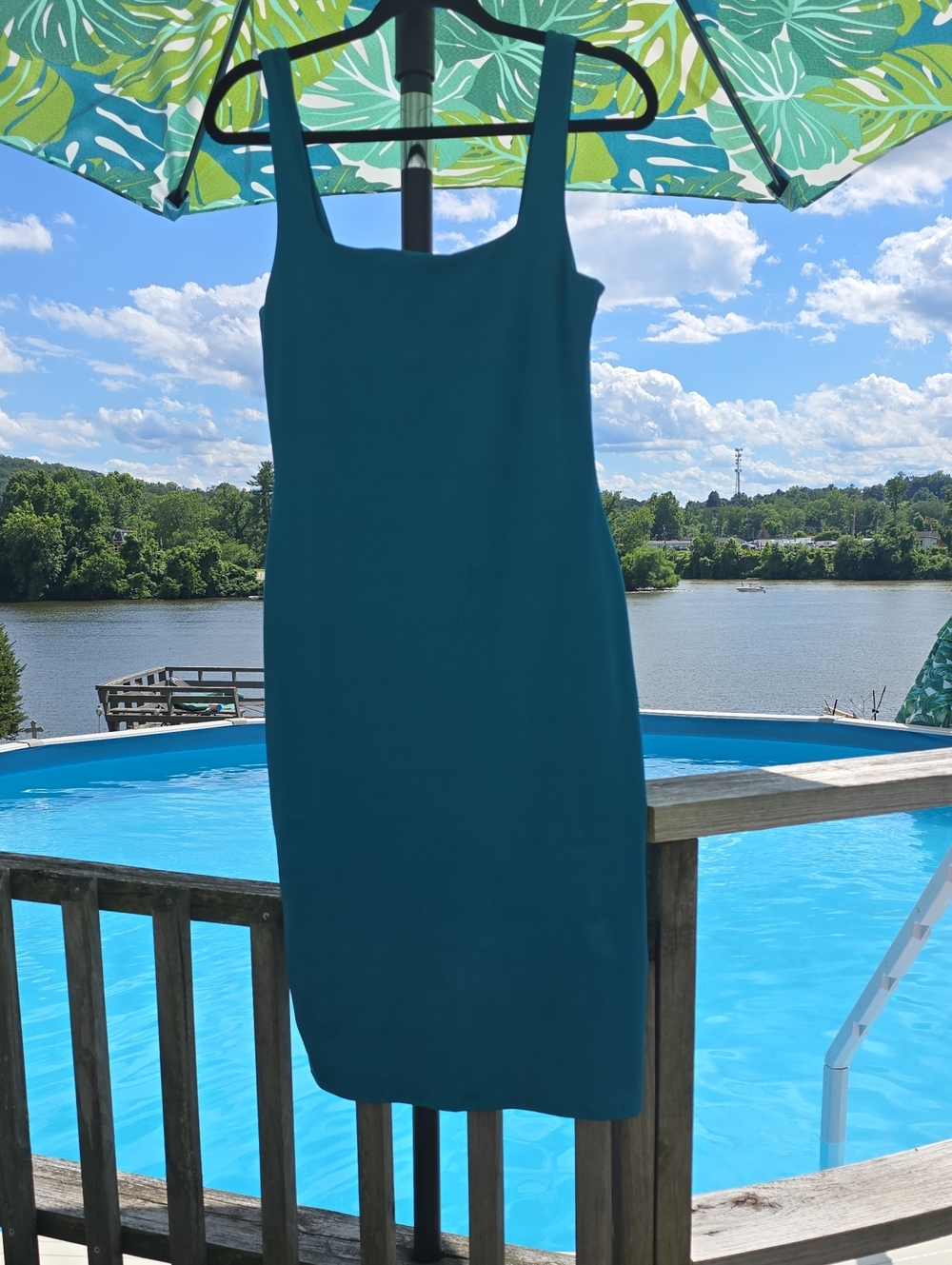 Sincerely Jules Teal Sleeveless Midi Sheath Dress